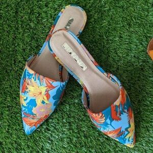 Liliana Womens Floral Pointed Mules  7 Slip On Clogs NIB Spring Shoes Dressy NEW